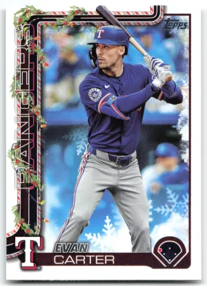 Evan Carter 2025 Topps Holiday Rangers