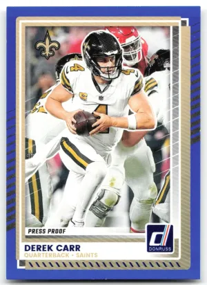Derek Carr 2025 Donruss Press Proofs Blue Saints