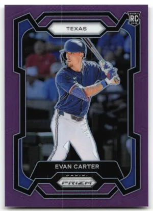 Evan Carter Rookie 2024 Panini Prizm Purple Prizms #/99 Texas Rangers