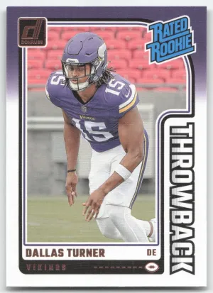 Dallas Turner 2024 Donruss Rated Rookies Throwback Vikings
