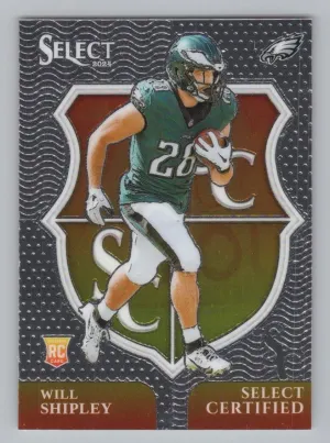 Will Shipley 2024 Panini Select Select Certified Rookies Philadelphia Eagles
