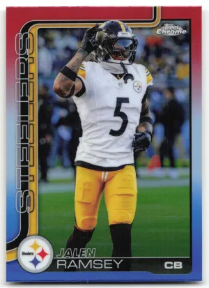 Jalen Ramsey 2025 Topps Chrome Red White and Blue Refractor Pittsburgh Steelers