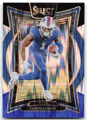 Curtis Samuel 2024 Panini Select Black & Blue Prizm Shock Buffalo Bills