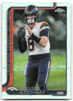 Jarrett Stidham 2025 Topps Chrome Topps Logo Refractor Denver Broncos