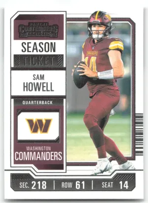 Sam Howell 2023 Panini Contenders Season Ticket Retail Commanders
