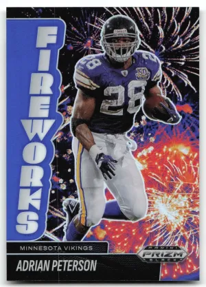 Adrian Peterson 2025 Panini Prizm Black Fireworks Blue #/199 Minnesota Vikings