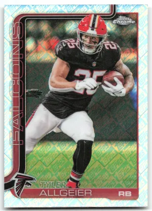 Tyler Allgeier 2025 Topps Chrome Topps Logo Refractor Atlanta Falcons