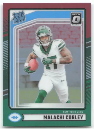 Malachi Corley 2024 Donruss Optic Rated Rookies Red and Green Jets
