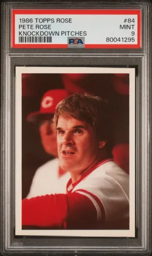 1986 Topps #84 Pete Rose Set Knockdown Pitches PSA 9