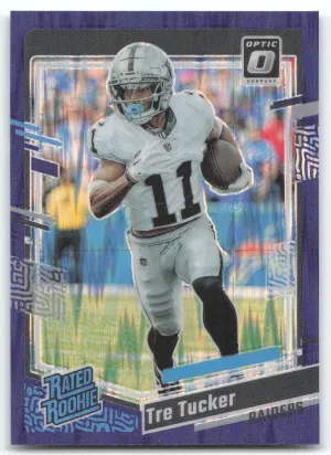 Tre Tucker Rookie 2023 Donruss Optic Purple Shock Las Vegas Raiders