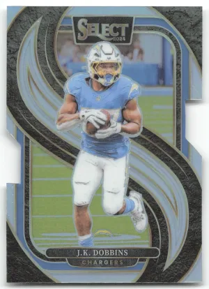 J.K. Dobbins 2024 Panini Select Silver Prizm Die Cut Chargers