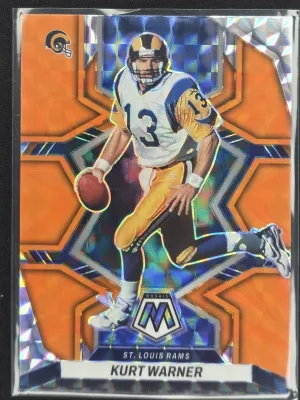 Kurt Warner 2022 Panini Mosaic Mosaic Reactive Orange St. Louis Rams