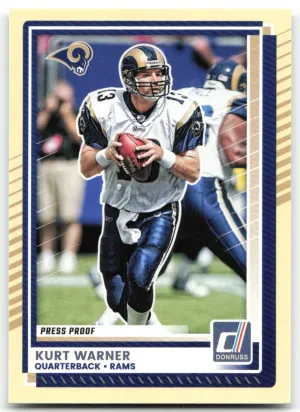 Kurt Warner 2025 Donruss Press Proofs Yellow St. Louis Rams