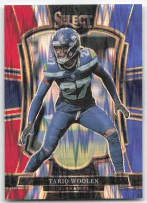 Tariq Woolen 2025 Panini Select Red and Blue Prizm Shock Seahawks
