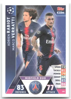 Adrien Rabiot Marco Verratti CPC 2018-19 Topps Match Attax UEFA Champions League