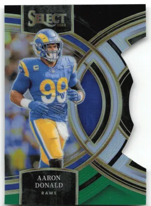Aaron Donald 2023 Panini Select Black and Green Prizms Die Cuts Los Angeles Rams