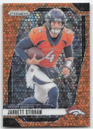 Jarrett Stidham 2024 Panini Prizm Orange Disco Prizm Denver Broncos