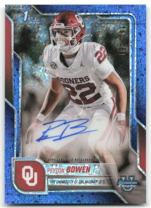 Peyton Bowen 2025 Bowman Chrome Autographs Blue Mini-Diamond Refractor #/150