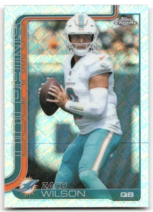 Zach Wilson 2025 Topps Chrome Topps Logo Refractor Miami Dolphins