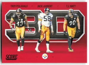 Jack Lambert / T.J. Watt / Troy Polamalu 2021 Score 3D Red Pittsburgh Steelers