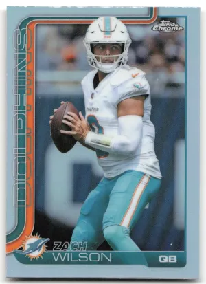 Zach Wilson 2025 Topps Chrome Refractor Miami Dolphins