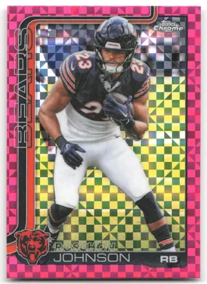 Roschon Johnson 2025 Topps Chrome Pink X-Fractor Chicago Bears