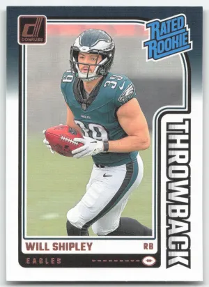 Will Shipley 2024 Donruss Rated Rookies Throwback Eagles