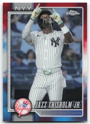 Jazz Chisholm Jr. 2026 Topps Chrome Red White and Blue Refractors Yankees