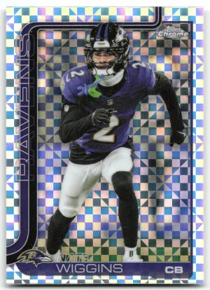 Nate Wiggins 2025 Topps Chrome X-Fractor Baltimore Ravens
