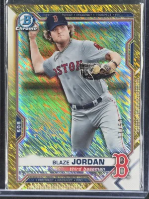 Blaze Jordan 2021 Bowman Chrome Prospects Gold Shimmer Refractor #/50 Red Sox