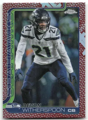 Devon Witherspoon 2025 Topps Chrome Football Leather Refractor Seattle Seahawks