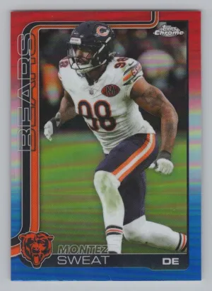Montez Sweat 2025 Topps Chrome Red White and Blue Refractor Chicago Bears