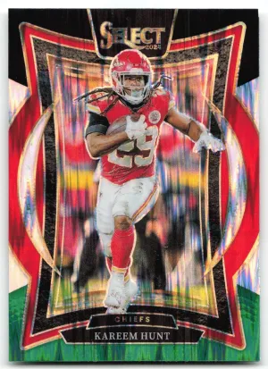 Kareem Hunt 2024 Panini Select Black & Green Prizm Shock Chiefs
