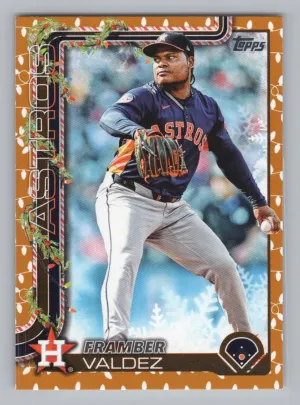 Framber Valdez 2025 Topps Holiday Golden Metallic Holiday Lights Houston Astros