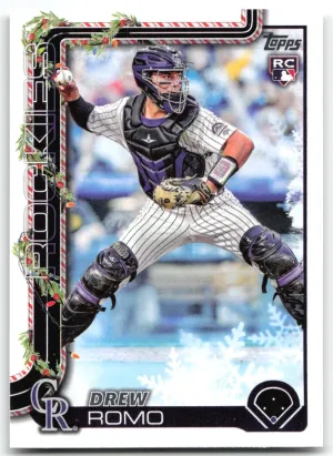 Drew Romo Rookie 2025 Topps Holiday Green Holiday Plaid Colorado Rockies