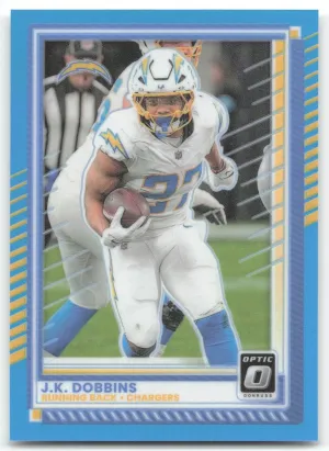 J.K. Dobbins 2025 Donruss Optic Aqua #/349 Los Angeles Chargers