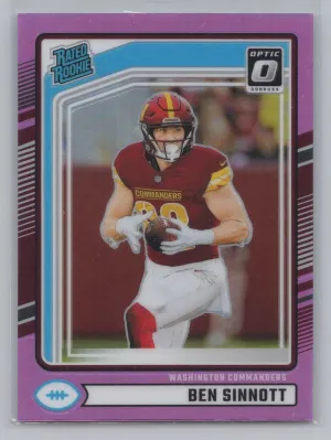 Ben Sinnott Rookie 2024 Donruss Optic Rated Rookies Preview Pink Commanders