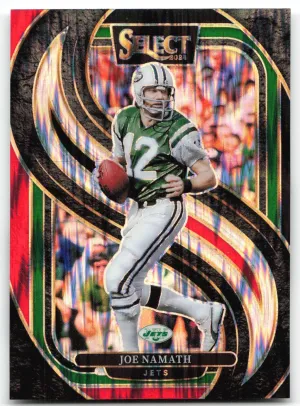 Joe Namath 2024 Panini Select Black & Red Prizm Shock New York Jets