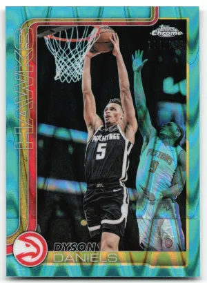Dyson Daniels 2025-26 Topps Chrome Update Aqua RayWave Refractor #/199 Hawks