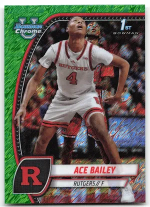 Ace Bailey 2024-25 Bowman University Chrome Green Shimmer Refractor Rutgers