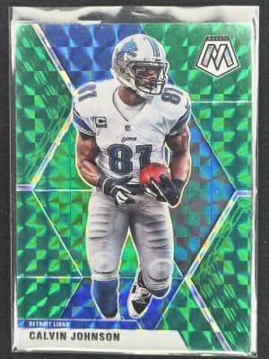 Calvin Johnson 2020 Panini Mosaic Prizm Green Detroit Lions