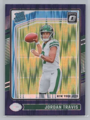 Jordan Travis Rookie 2024 Donruss Optic Purple Shock New York Jets