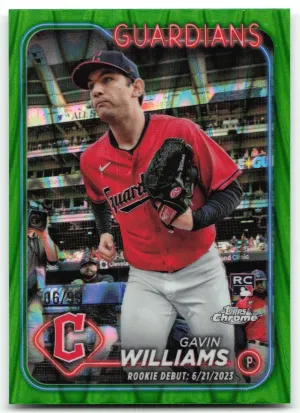 Gavin Williams 2024 Topps Chrome Update Green RayWave Refractors #/99 Guardians
