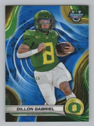 Dillon Gabriel 2024 Bowman University Best Blue Refractor #/149 Oregon Ducks