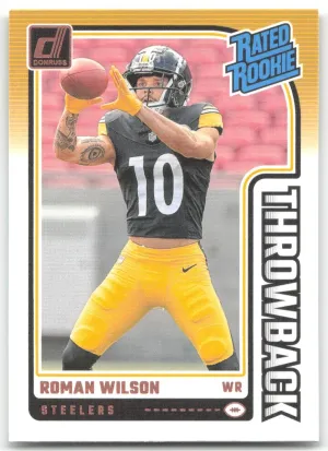 Roman Wilson 2024 Donruss Rated Rookies Throwback Pittsburgh Steelers