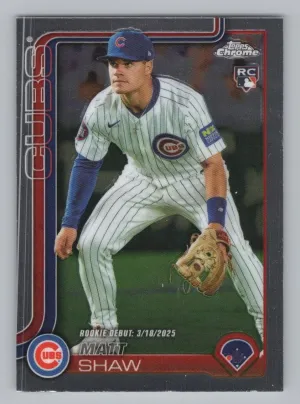 Matt Shaw RC 2025 Topps Chrome Update Cubs