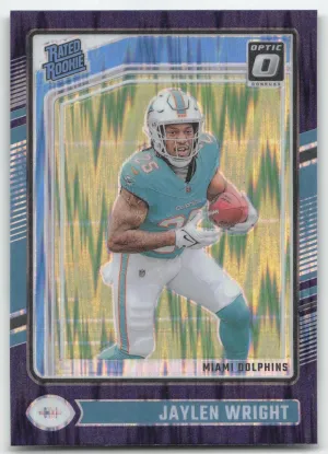 Jaylen Wright 2024 Donruss Optic Purple Shock Dolphins