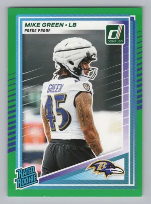 Mike Green Rookie 2025 Donruss Press Proofs Green Baltimore Ravens