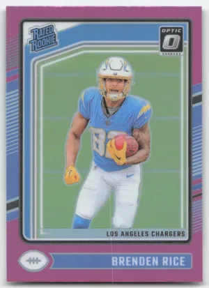 Brenden Rice 2024 Donruss Optic Pink Los Angeles Chargers