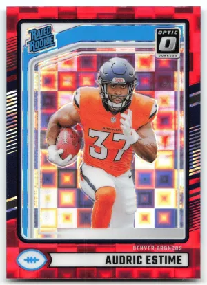 Audric Estime RC 2024 Donruss Optic Rated Rookies Red Pandora Denver Broncos